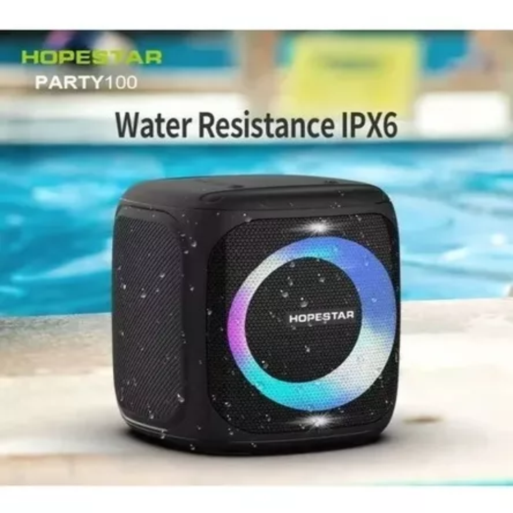 Parlante Bluetooth Hopstar Party 100 50W Luces LED Impermeable