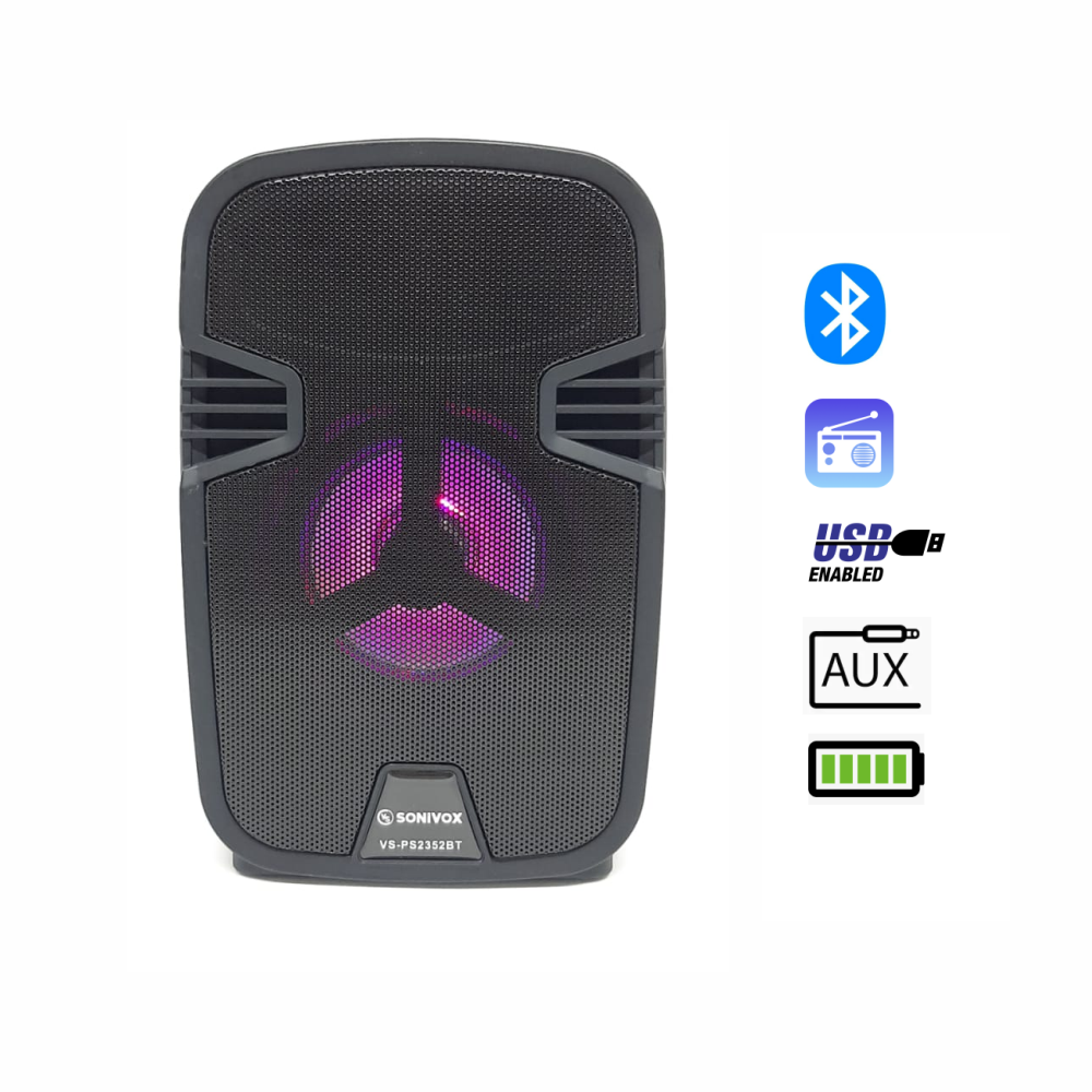 Parlante Portátil Bluetooth Mini Cabina Luz Led Radio FM 8W Recargable