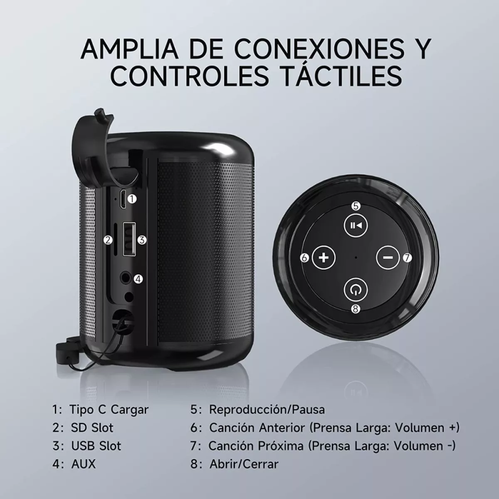 Mini Parlante Bluetooth 5.1 Portátil Recargable Radio FM USB Micro SD