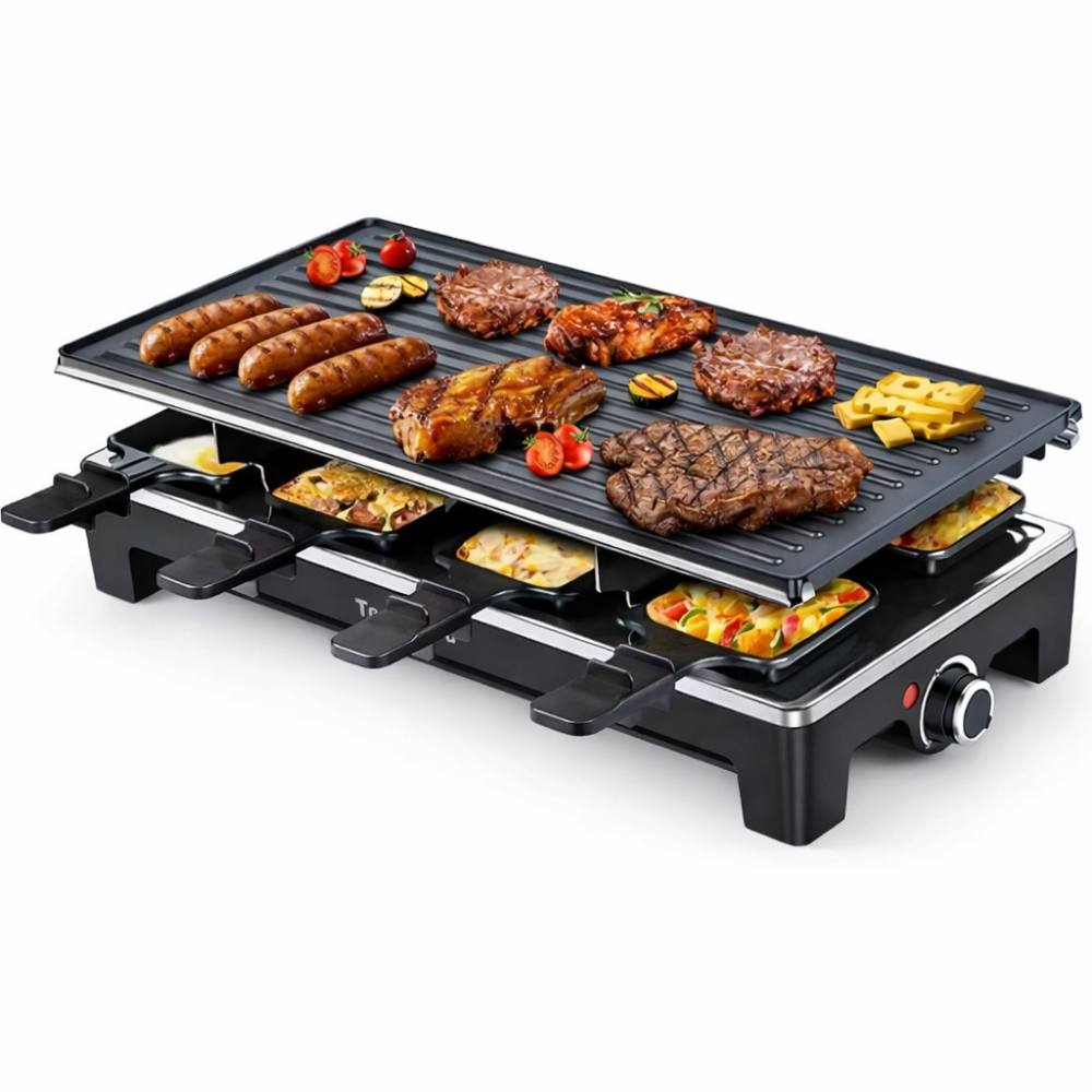Parrilla Eléctrica Asador Plancha Grill Raclette 1500W Antiadherente