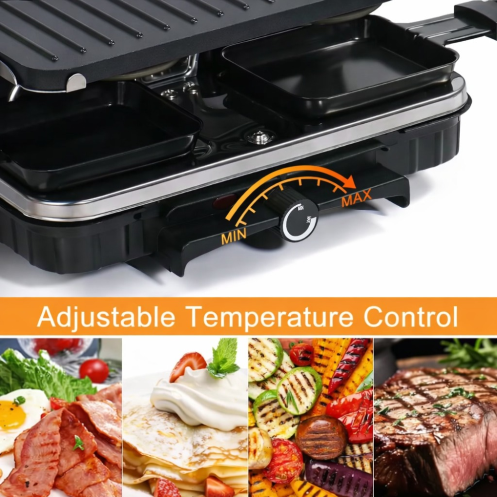 Parrilla Eléctrica Asador Plancha Grill Raclette 1500W Antiadherente