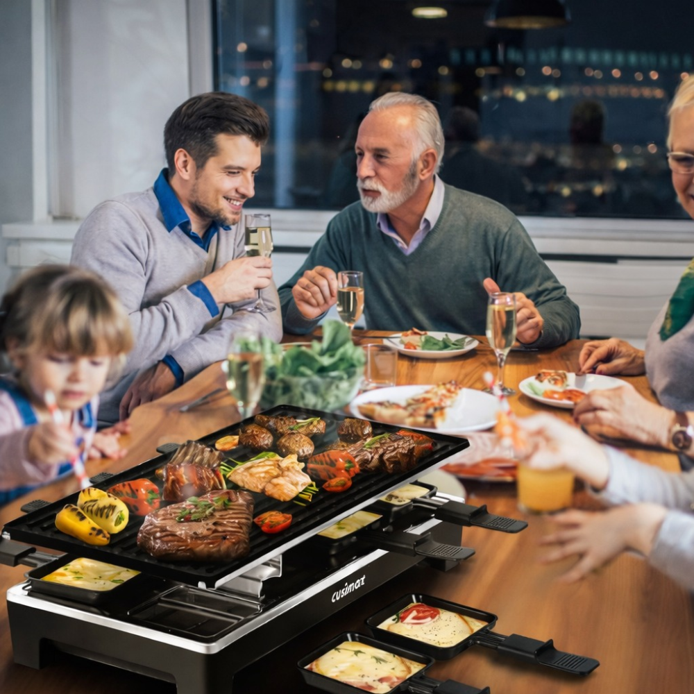 Parrilla Eléctrica Asador Plancha Grill Raclette 1500W Antiadherente