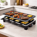 Parrilla Eléctrica Asador Plancha Grill Raclette 1500W Antiadherente