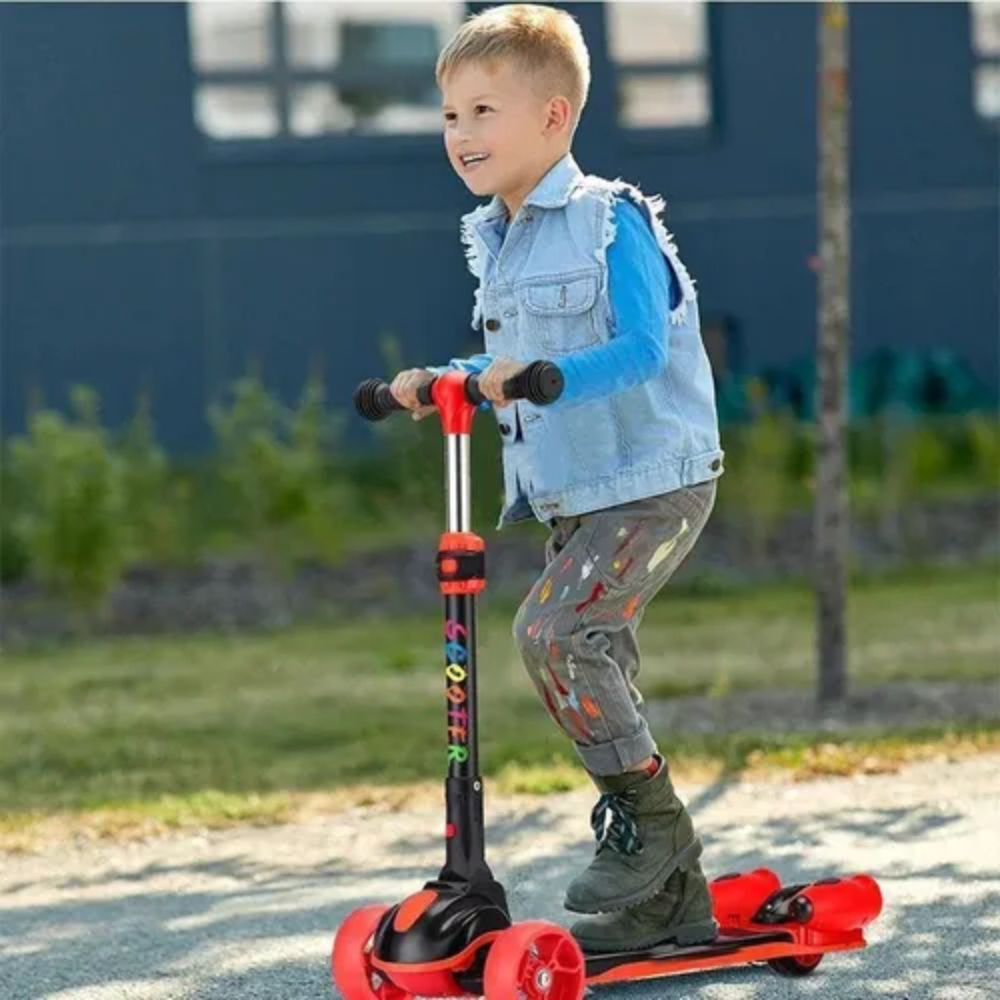 Scooter Niños Burbujas Música Luces LED 3 Ruedas Plegable Ajustable