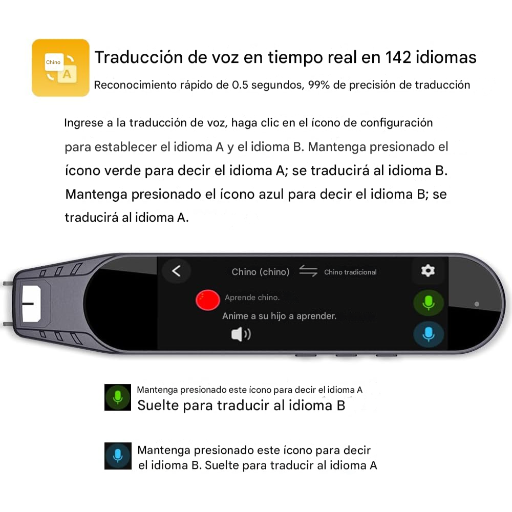 Lápiz Escáner Traductor Idiomas Texto Voz 142 Idiomas B400 Estudiantes