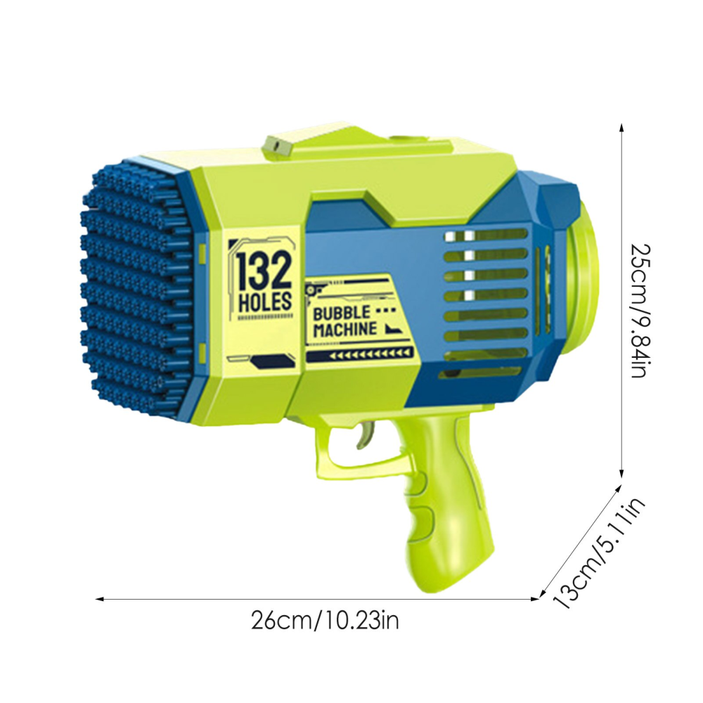 Pistola Burbujas Recargable 132 Agujeros Incluye Solución Jabón Niños