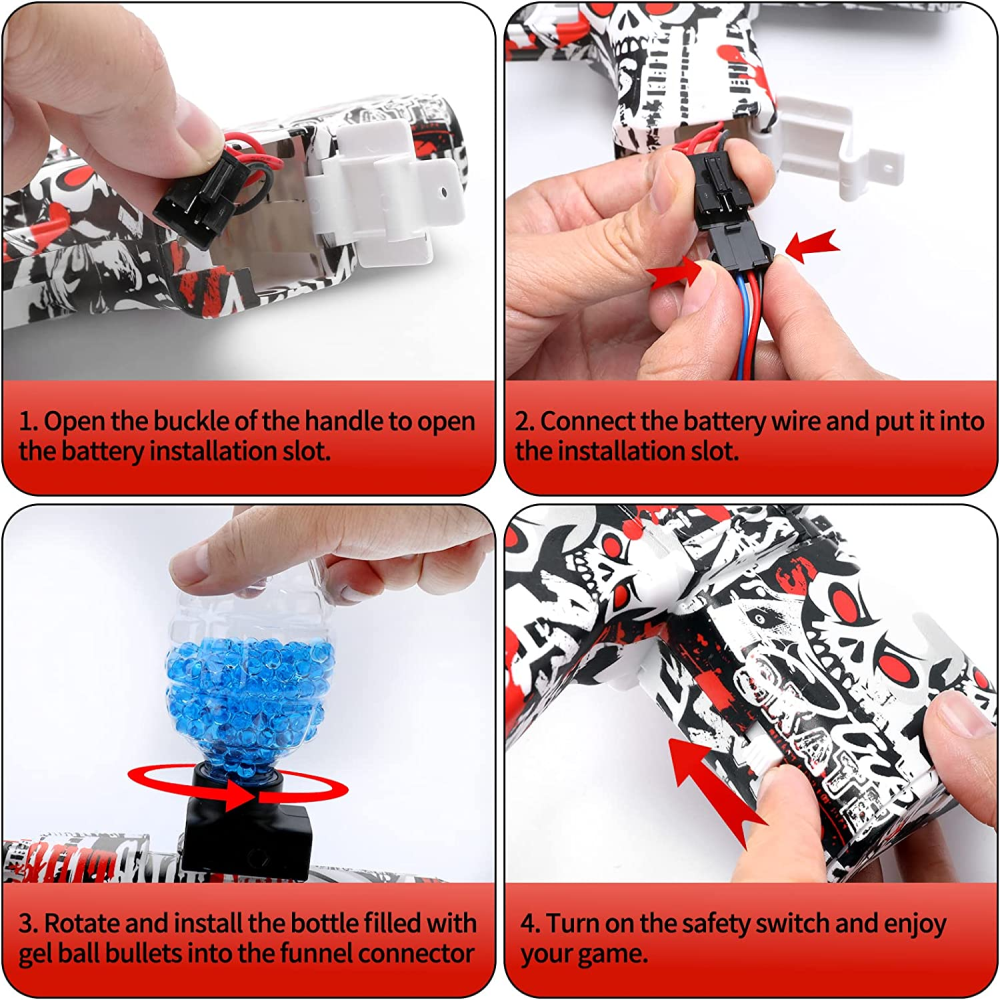Pistola Hidrogel Recargable Bolas Gel Ráfaga Automática Batería 7.4V