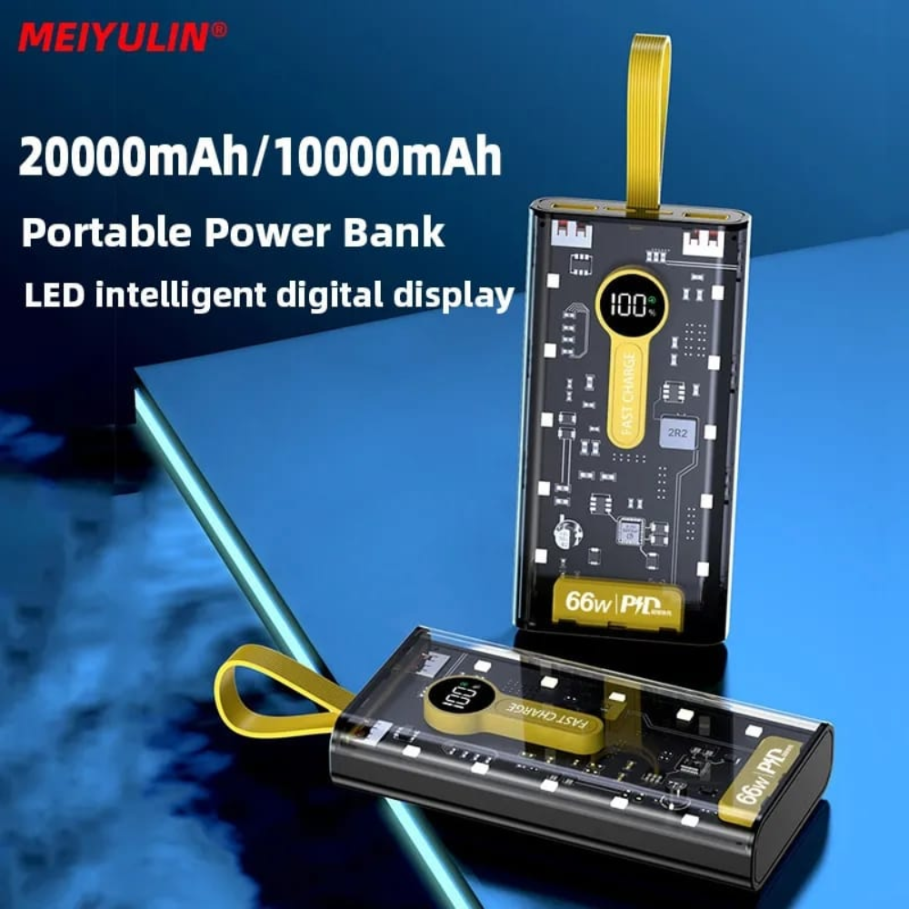 Power Bank 20000mAh 2 Puertos USB Entrada Tipo C Luces LED Portátil