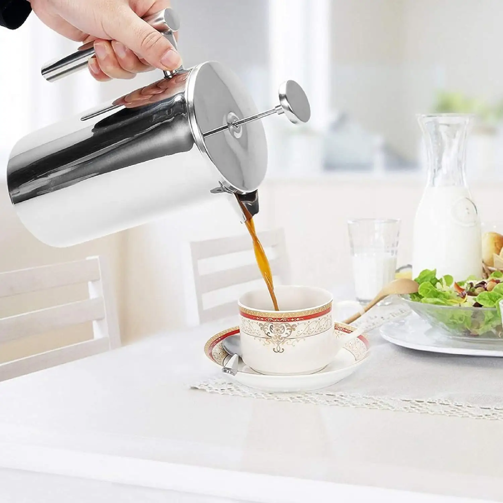 Cafetera Prensa Francesa Acero Inoxidable 304 Doble Pared 800ml Filtro