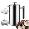Cafetera Prensa Francesa Acero Inoxidable 304 Doble Pared 800ml Filtro