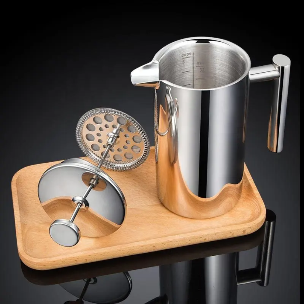 Cafetera Prensa Francesa Acero Inoxidable 304 Doble Pared 800ml Filtro
