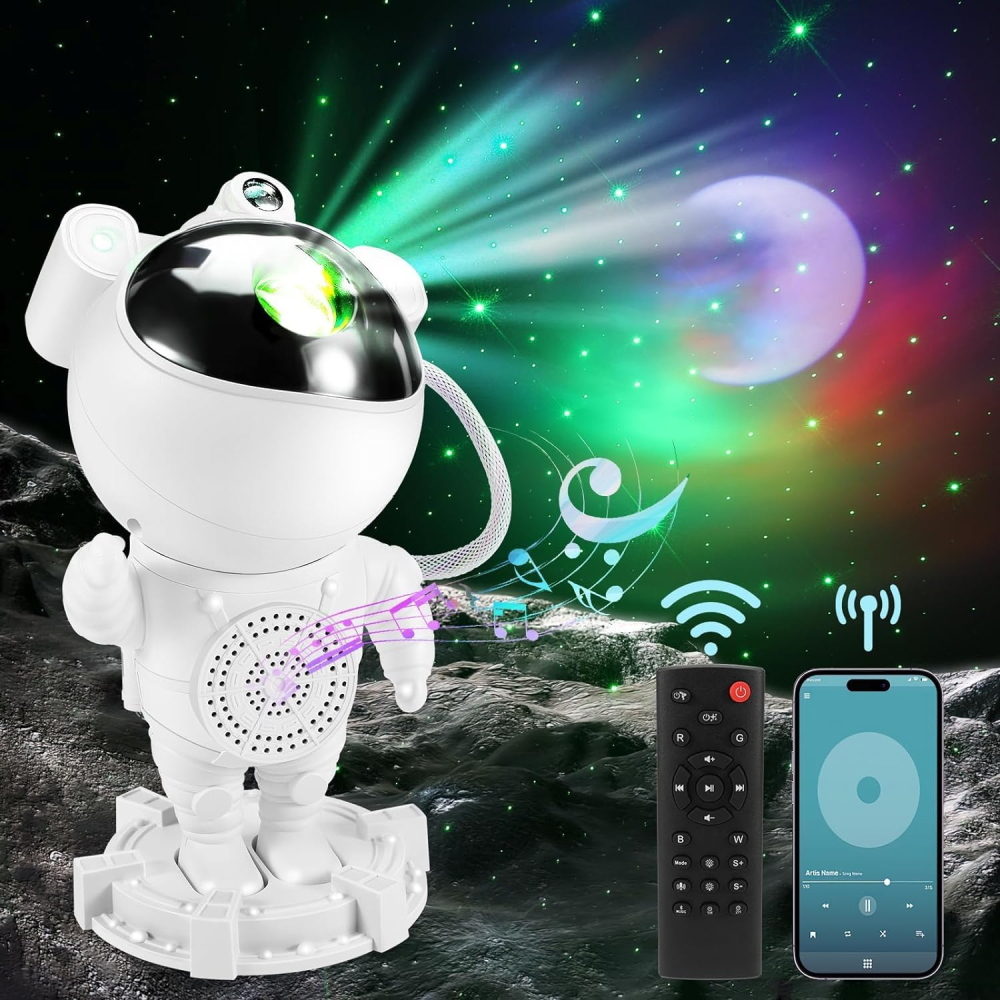 Proyector Astronauta Galaxia Nebulosa Luna Parlante Bluetooth Luces