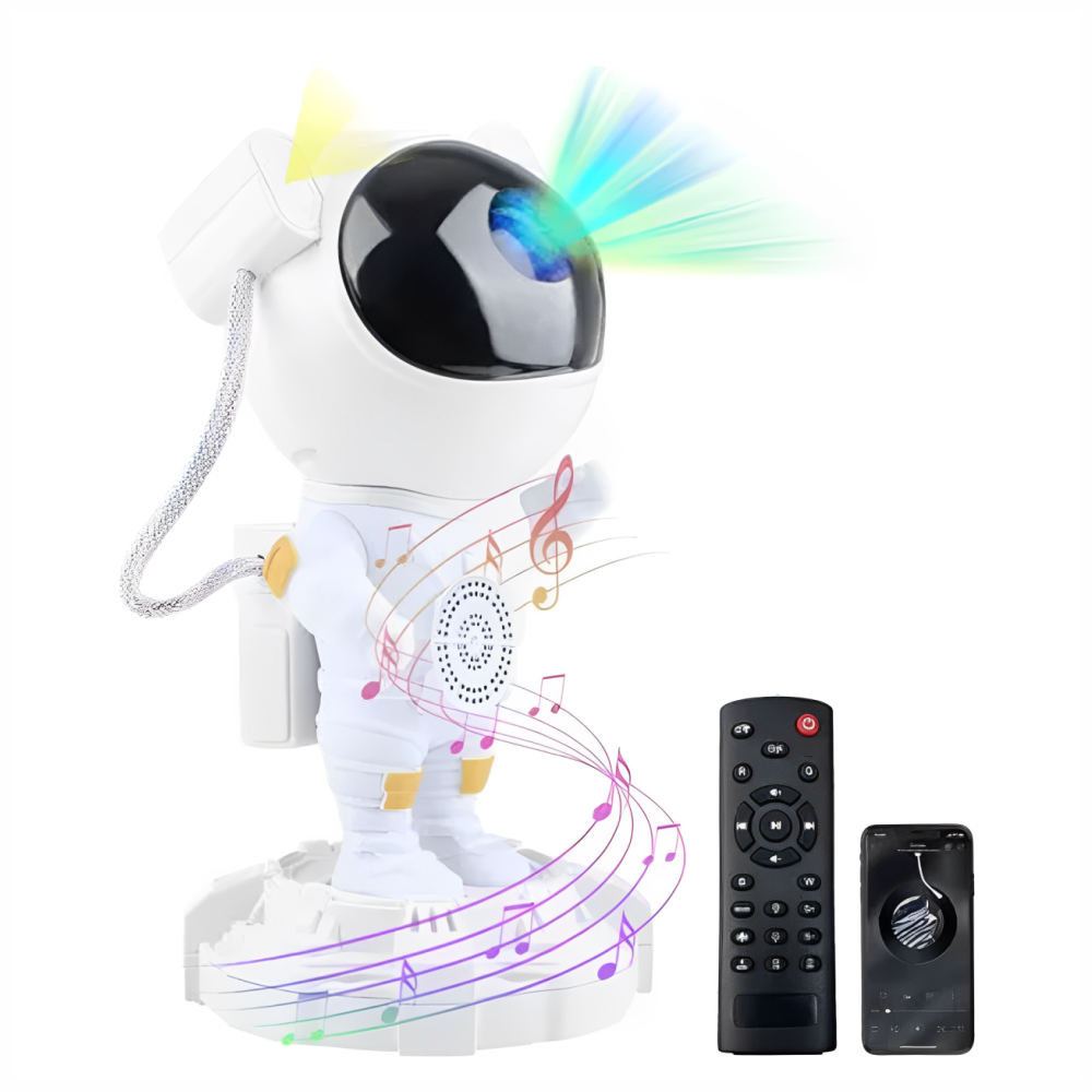 Proyector Astronauta Galaxia Nebulosa Luna Parlante Bluetooth Luces