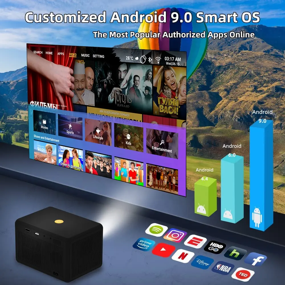 Video Beam Proyector Android WiFi Bluetooth Enfoque Eléctrico 200