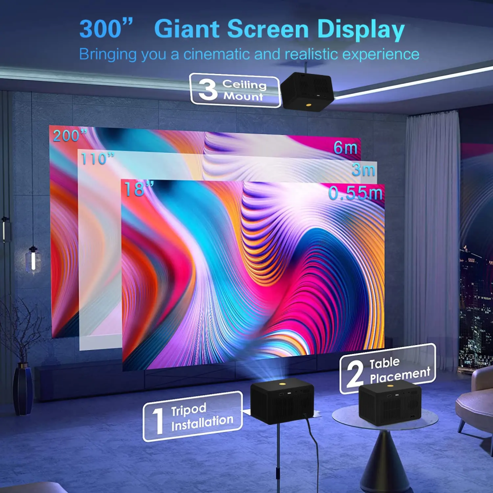 Video Beam Proyector Android WiFi Bluetooth Enfoque Eléctrico 200