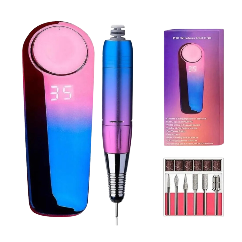 Pulidor Uñas Profesional Recargable P10 30000RPM Torno Manicure Brocas