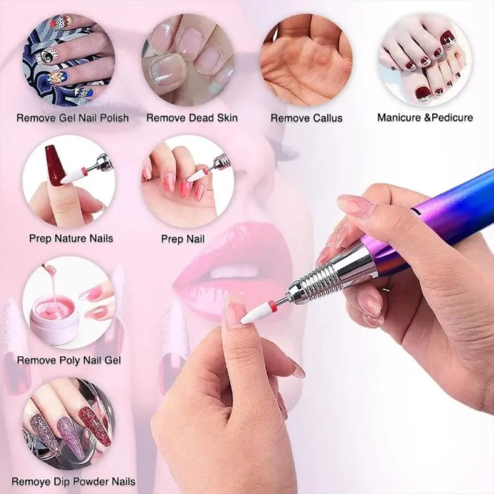 Pulidor Uñas Profesional Recargable P10 30000RPM Torno Manicure Brocas