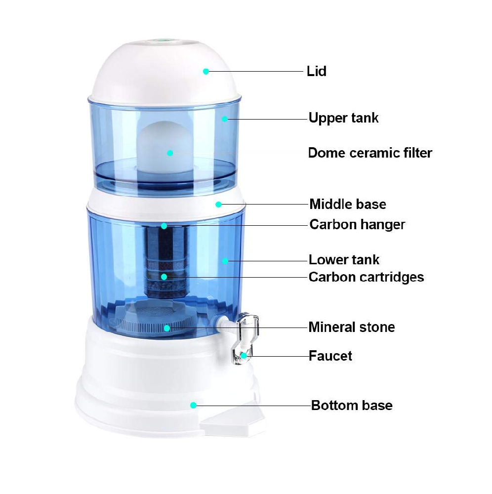 Purificador Agua Filtro 14 Litros Grifo Metálico Mineralizador Cocina