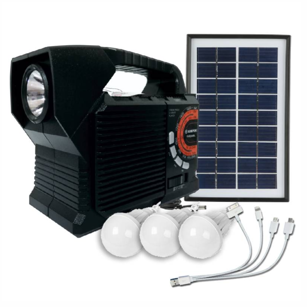 Radio Portátil Kit Solar Sonivox VS-R2385SL Bluetooth 4 Bombillos LED