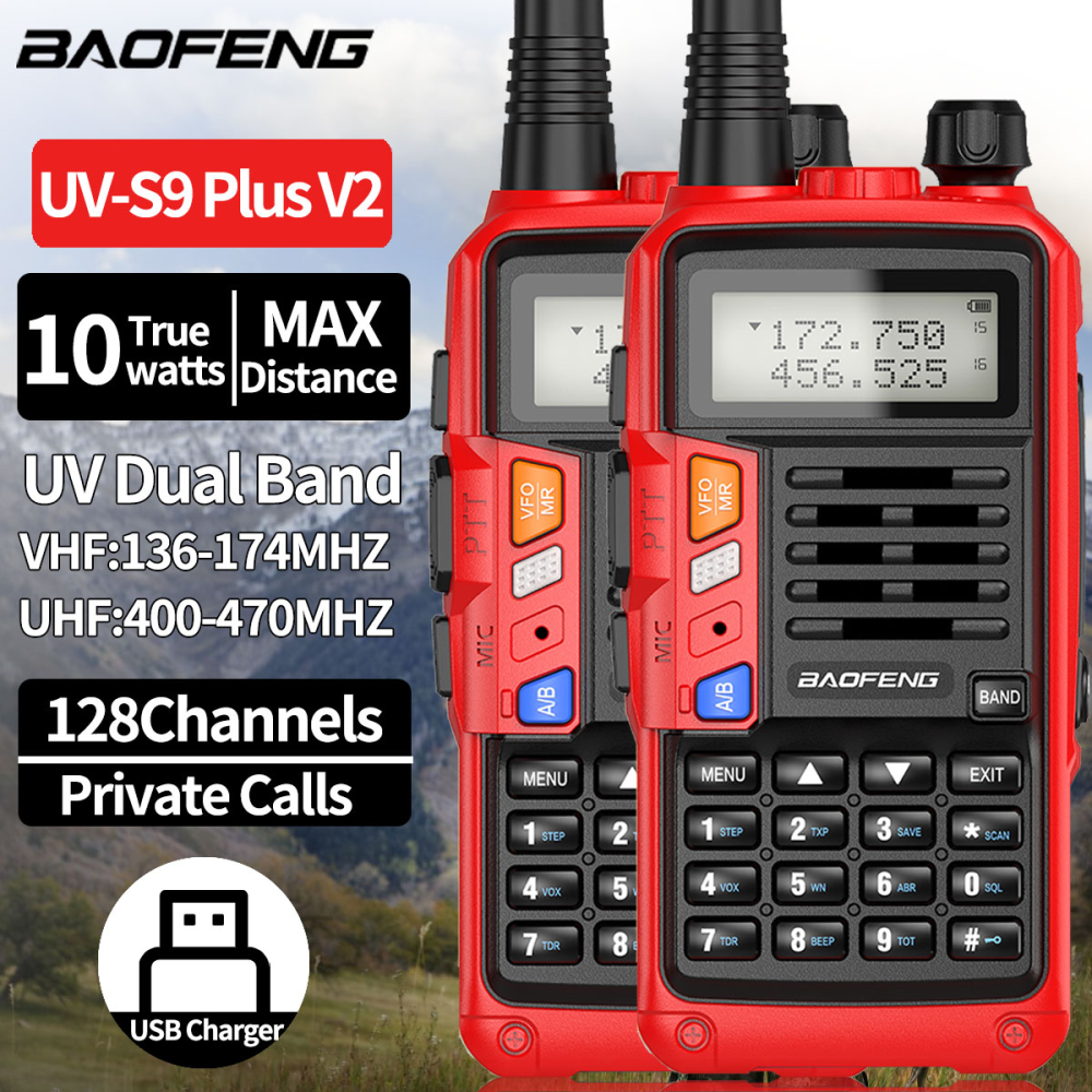 Radio Teléfono Baofeng UV-9S Plus Walkie Talkie Doble Banda 2800mAh