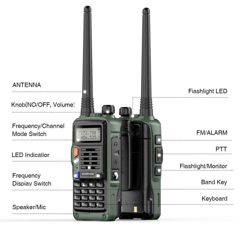 Radio Teléfono Baofeng UV-9S Plus Walkie Talkie Doble Banda 2800mAh