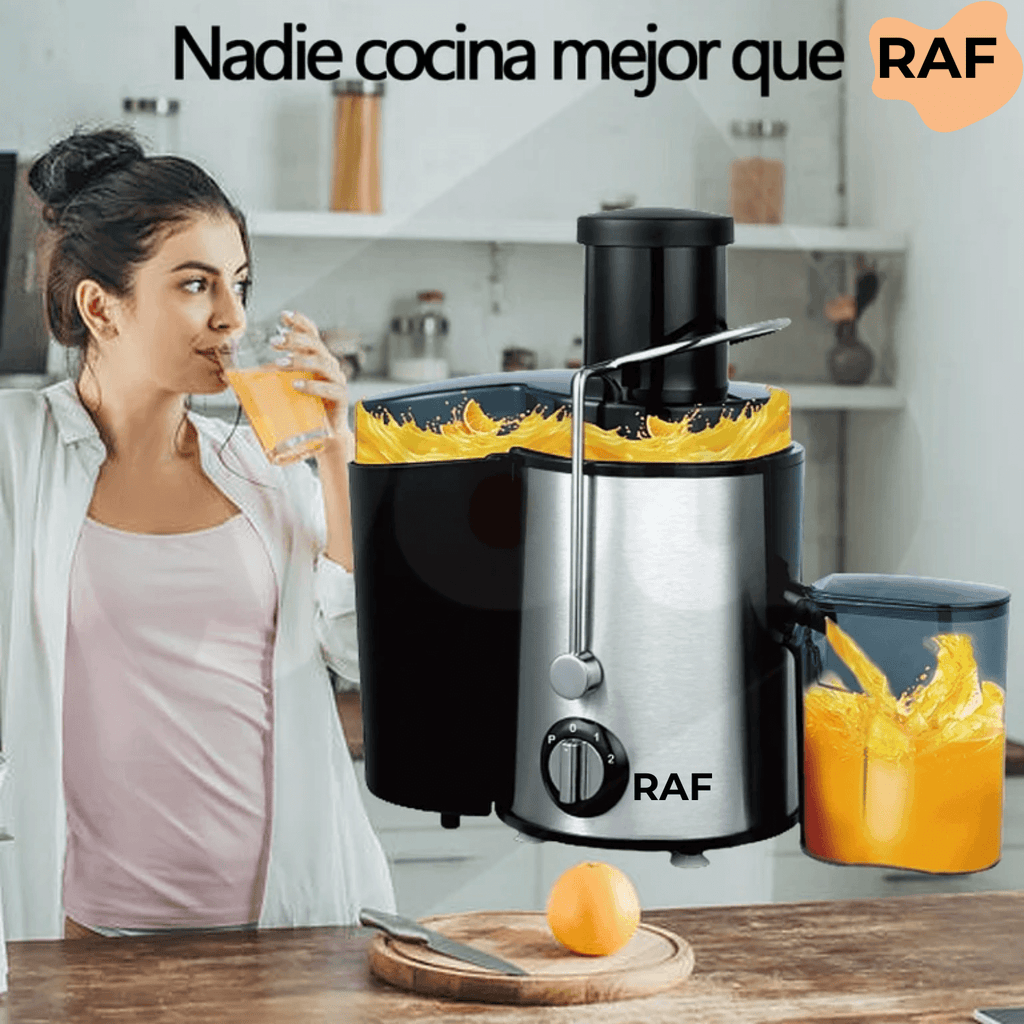 Extractor Jugos Eléctrico RAF 1000W Centrífugo Acero Frutas Verduras
