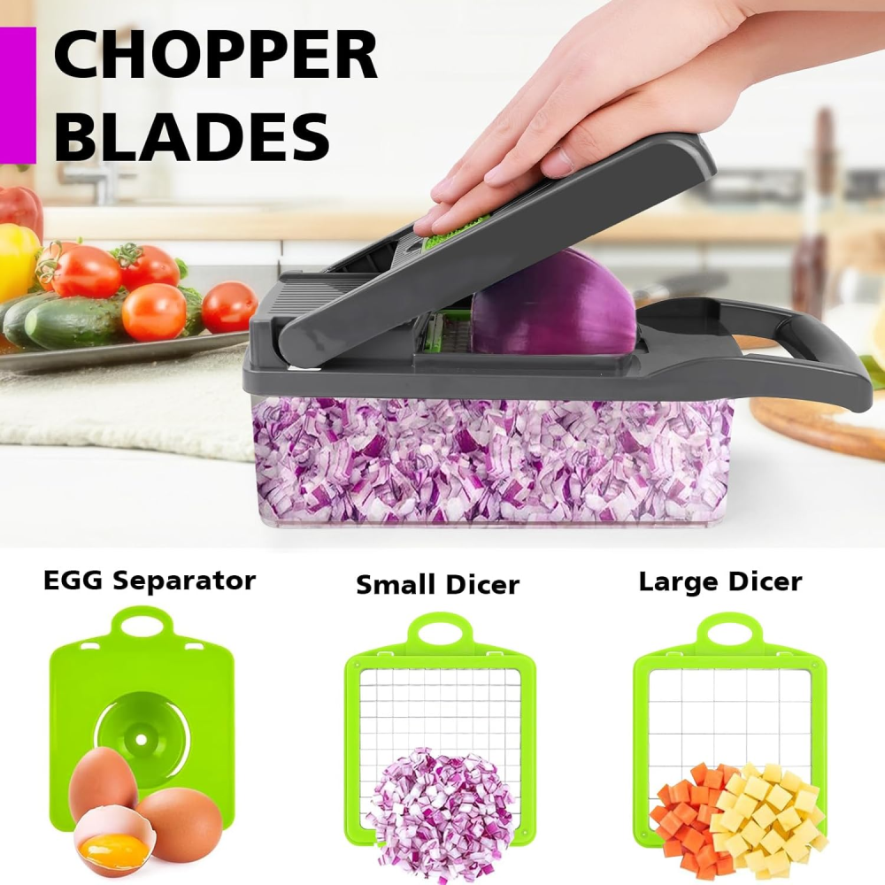 Rallador Picador Verduras Multifuncional 16x1 Cuchillas Contenedor