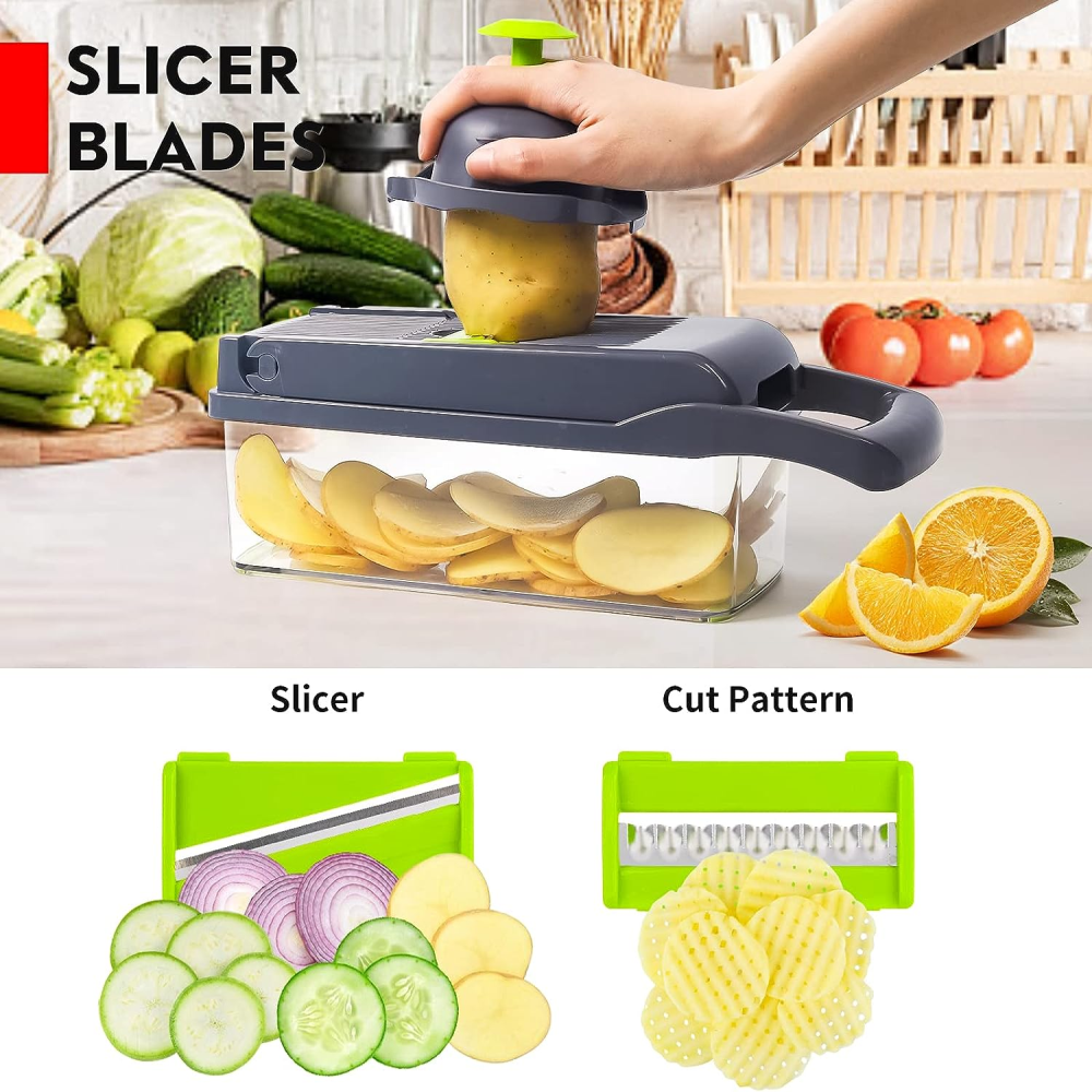 Rallador Picador Verduras Multifuncional 16x1 Cuchillas Contenedor