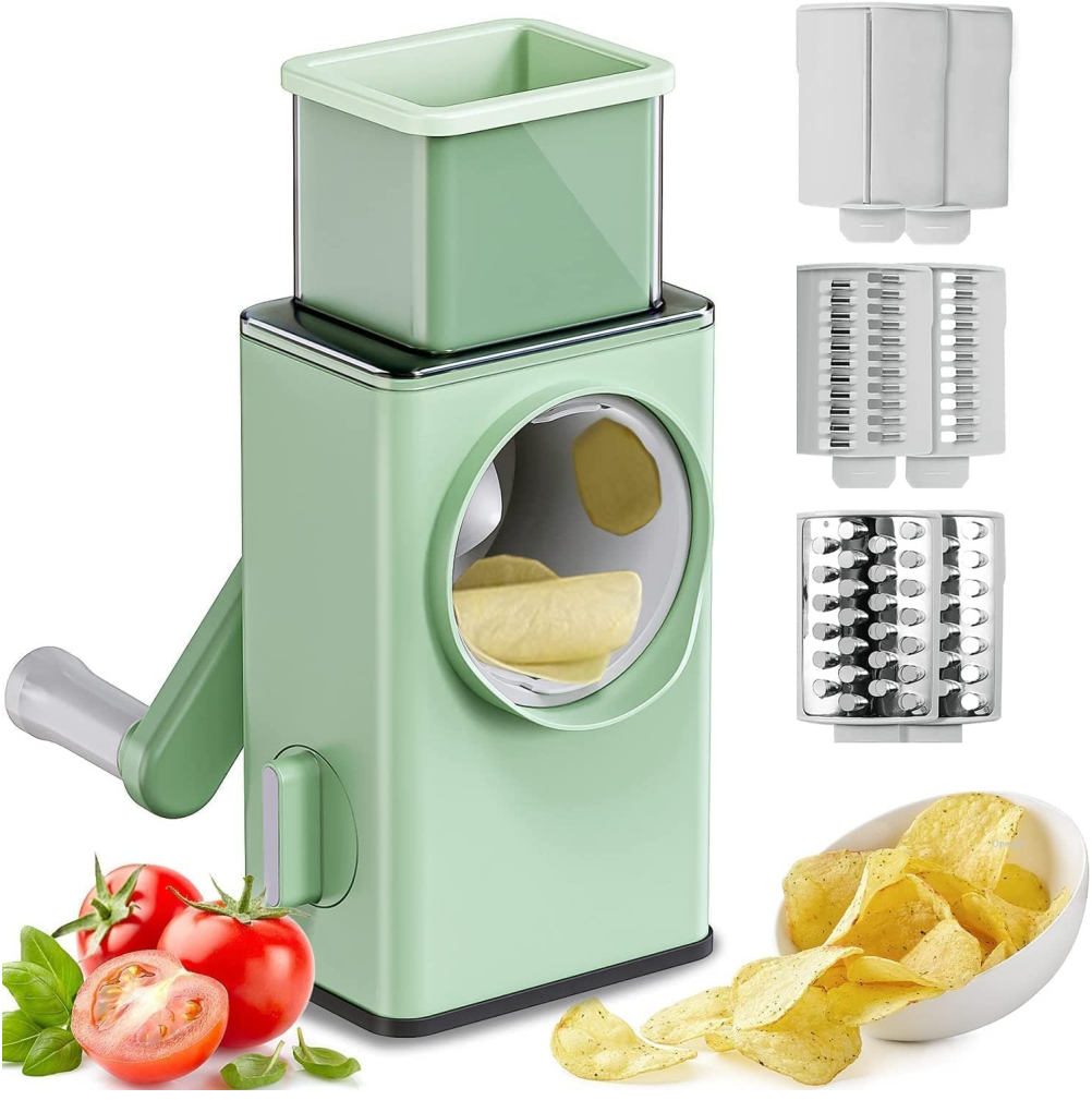 Rallador Verduras Manual Tambor 3 Cuchillas Queso Zanahoria Ventosa