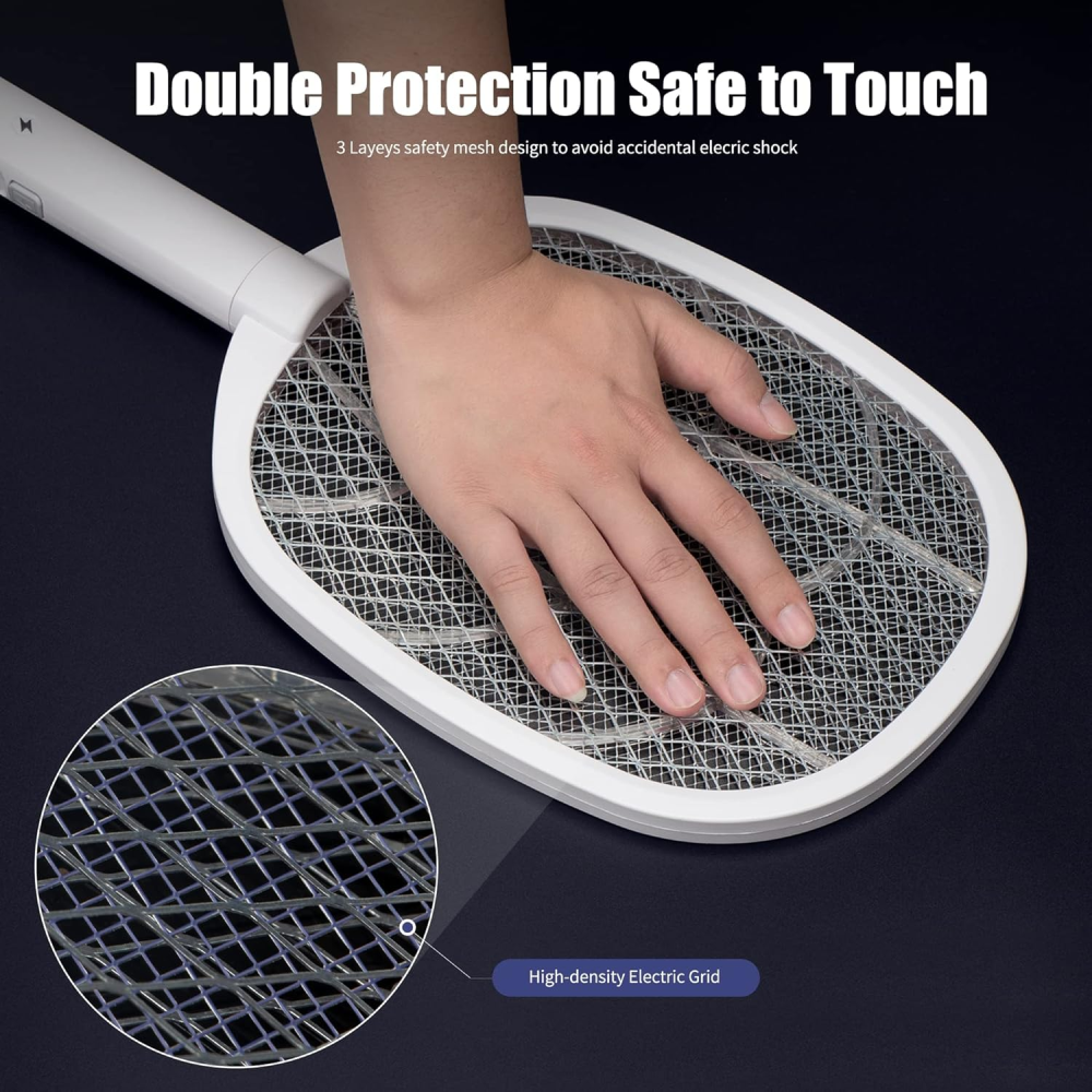 Raqueta Mata Mosquitos Eléctrica Recargable Base Luz UV Automática