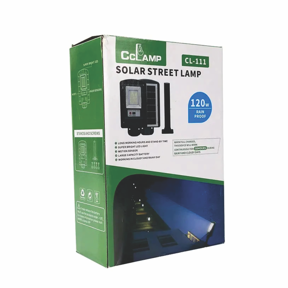 Lámpara Solar 120W Exterior Sensor Movimiento Oscuridad CL-111 Poste