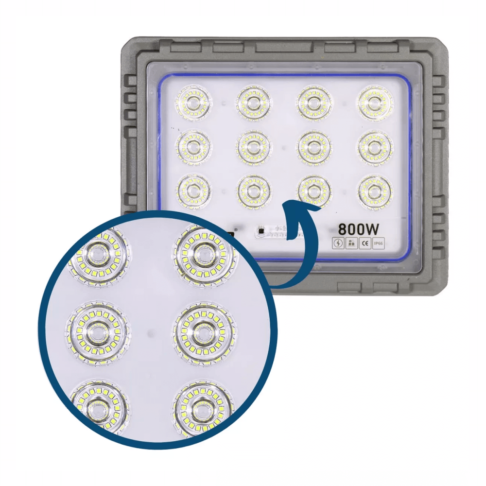 Reflector Solar Jortan 800W LED 24000 Lúmenes IP66 Aluminio Exterior