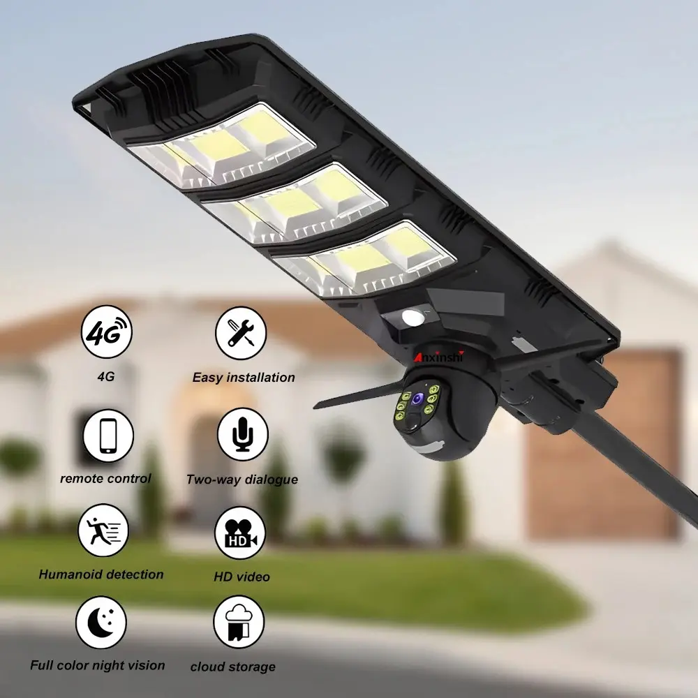 Reflector Solar 450W Cámara PTZ 4G SIM Full HD V380 Visión Nocturna