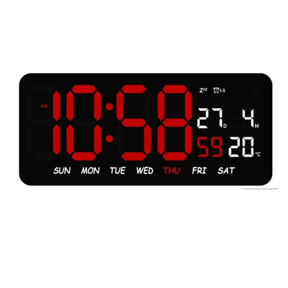 Reloj Digital Pared LED Calendario Temperatura Humedad Alarma Mesa