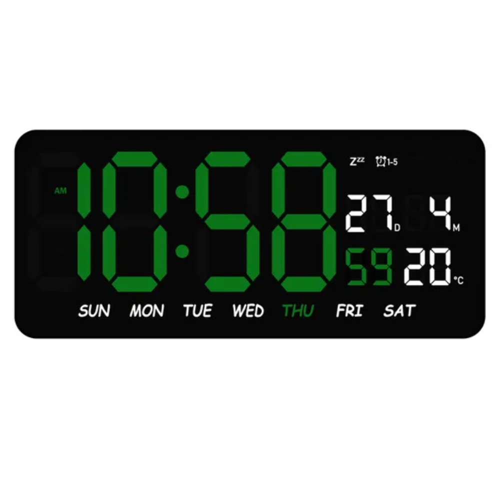 Reloj Digital Pared LED Calendario Temperatura Humedad Alarma Mesa
