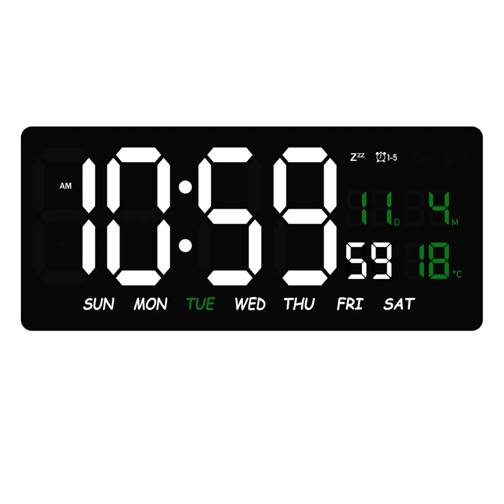 Reloj Digital Pared LED Calendario Temperatura Humedad Alarma Mesa