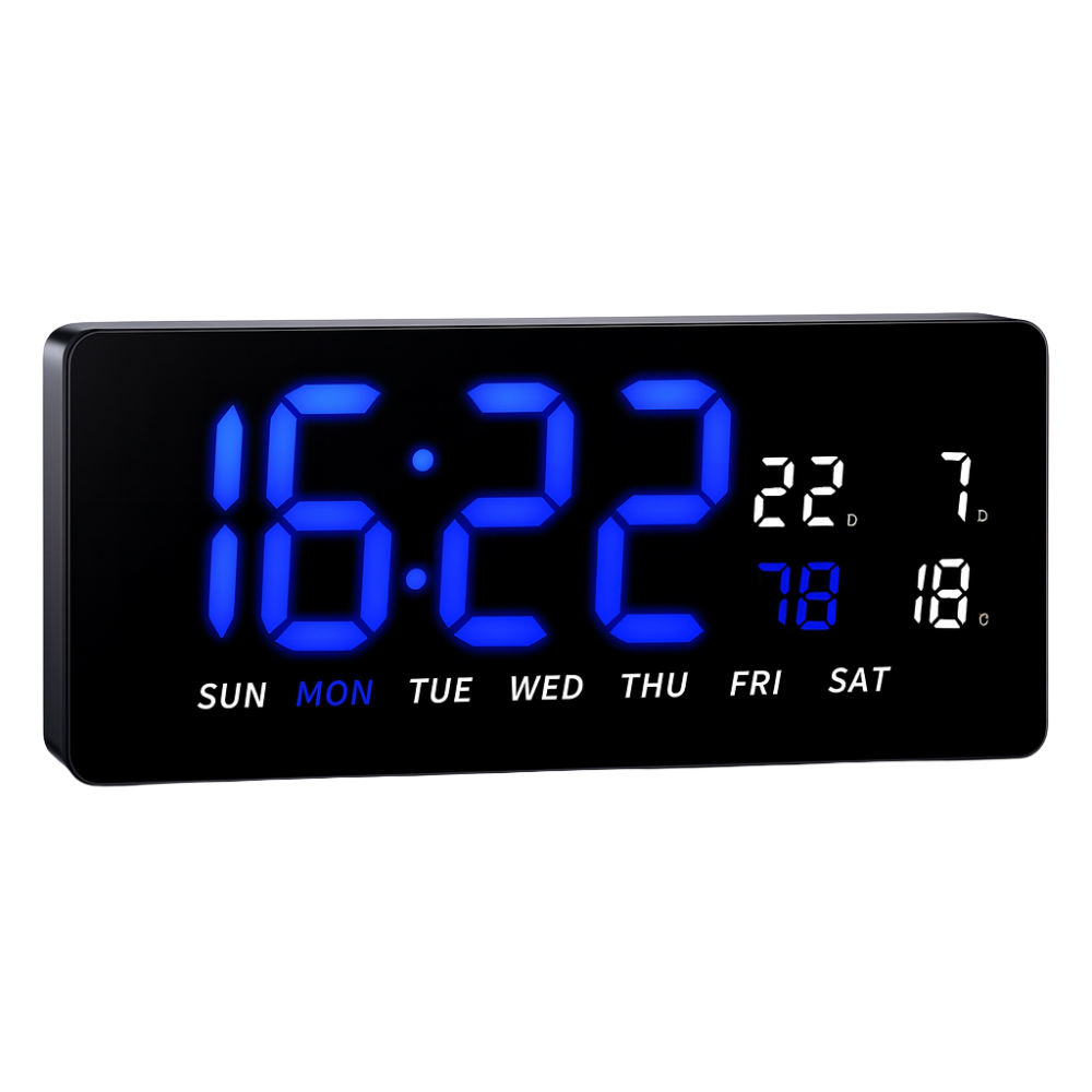 Reloj Digital Pared LED Calendario Temperatura Humedad Alarma Mesa