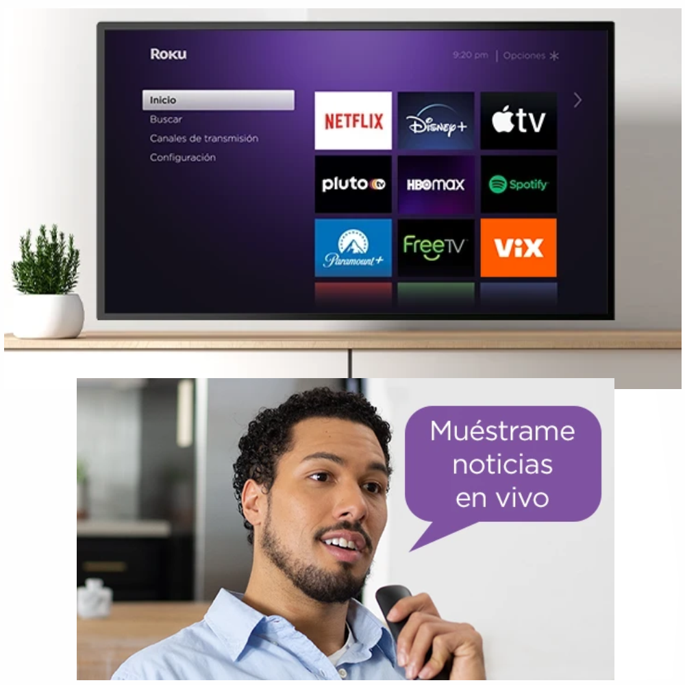 Roku Streaming Stick HD Control Voz Convertidor Smart TV WiFi Doble