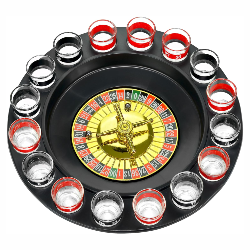 Ruleta Shots Juego Fiesta 16 Copas Vidrio Casino 2 Bolas Reuniones