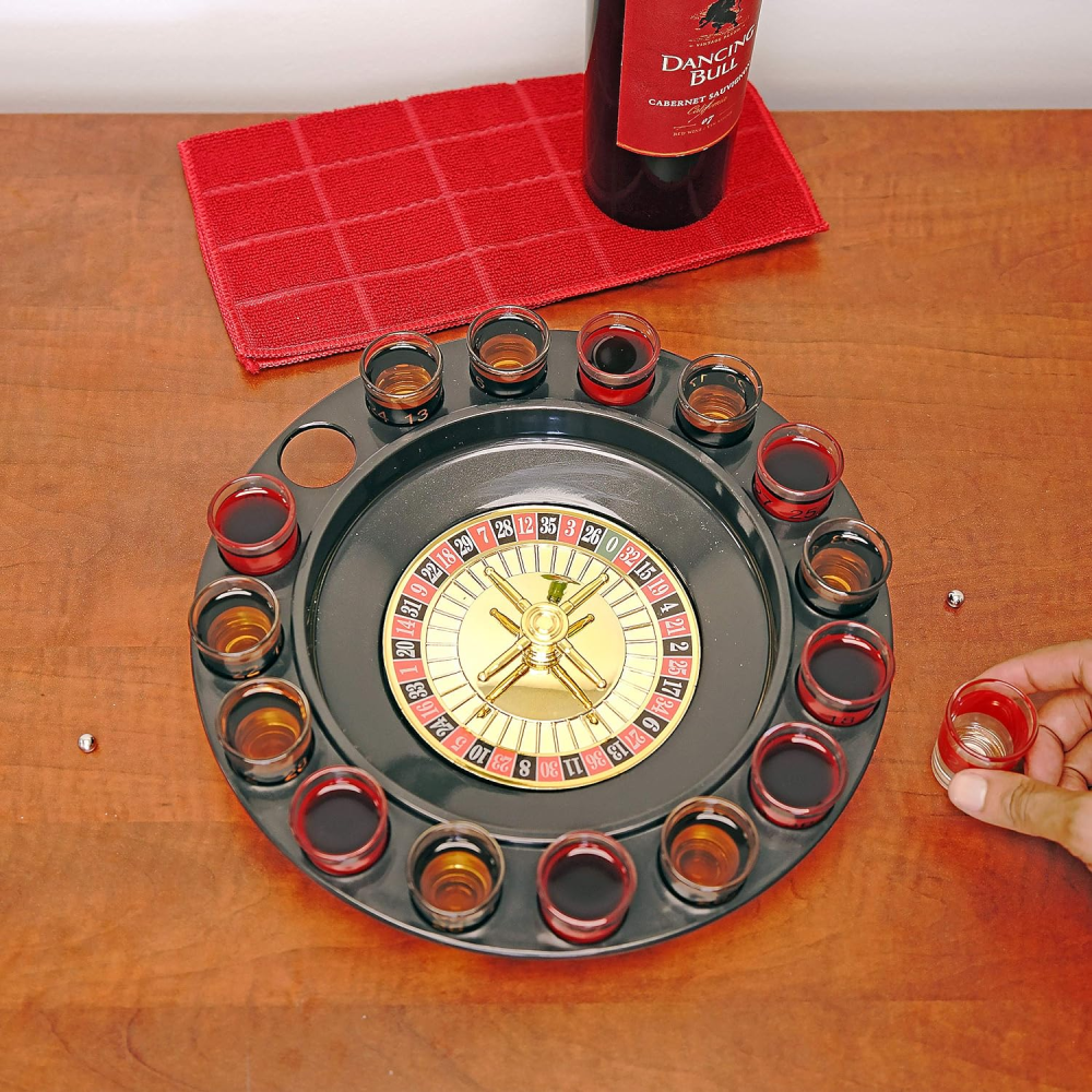 Ruleta Shots Juego Fiesta 16 Copas Vidrio Casino 2 Bolas Reuniones