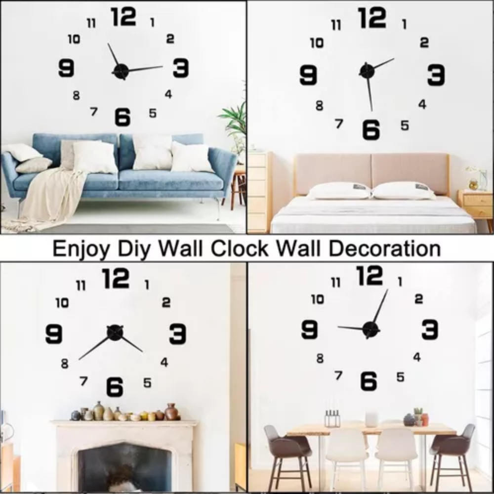 Reloj Pared Decorativo 3D Grande Moderno Números Espejo Silencioso