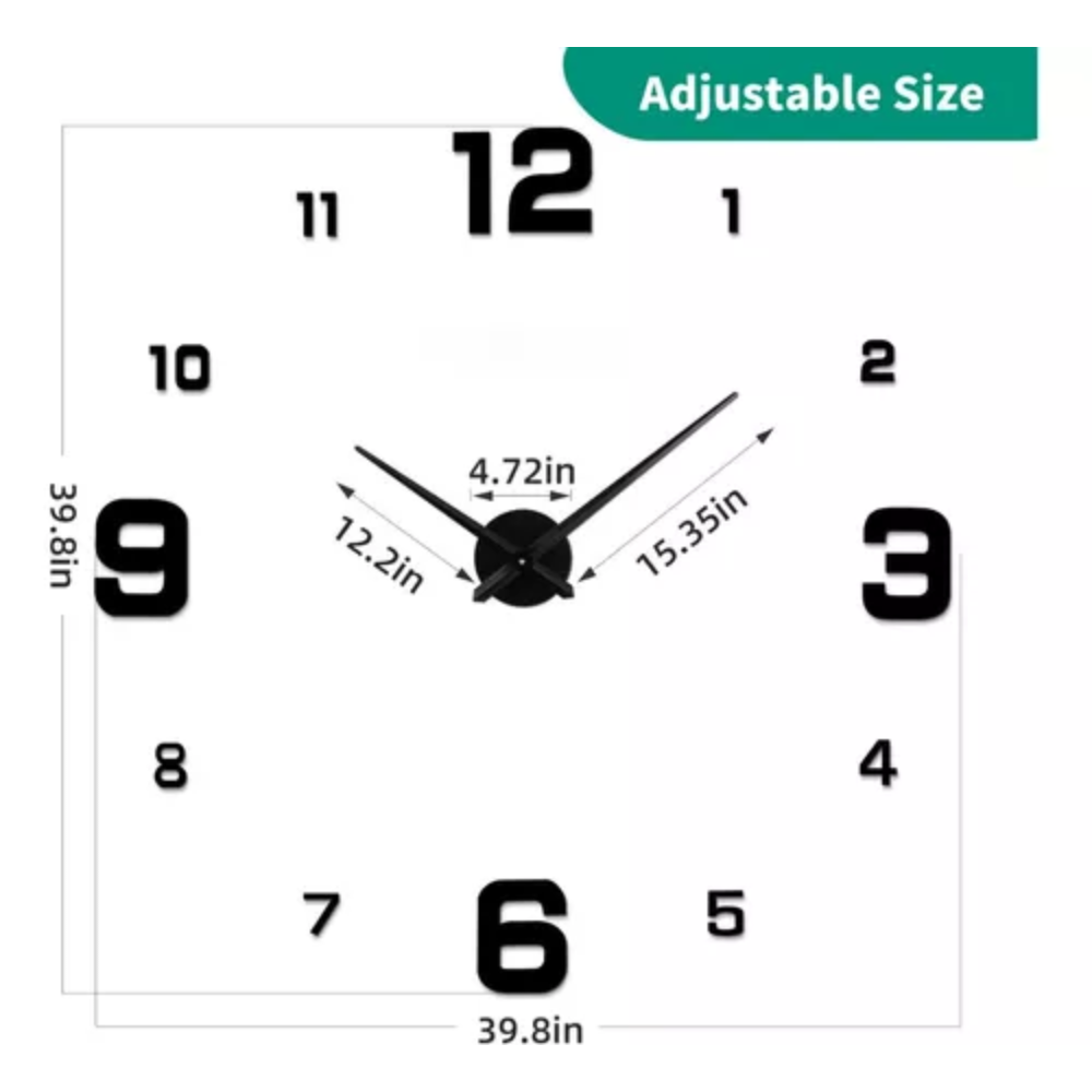 Reloj Pared Decorativo 3D Grande Moderno Números Espejo Silencioso