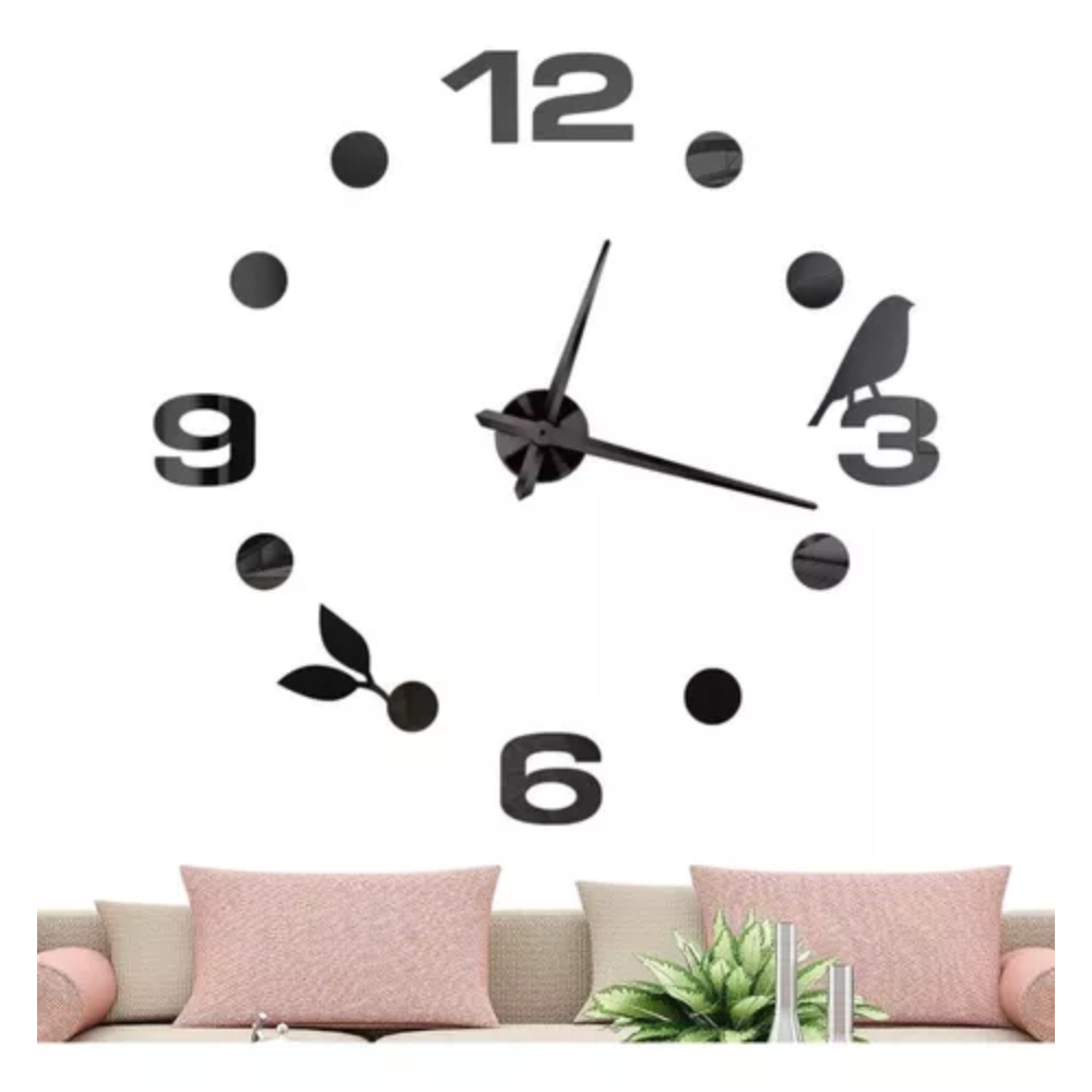 Reloj Pared Decorativo 3D Grande Moderno Números Espejo Silencioso