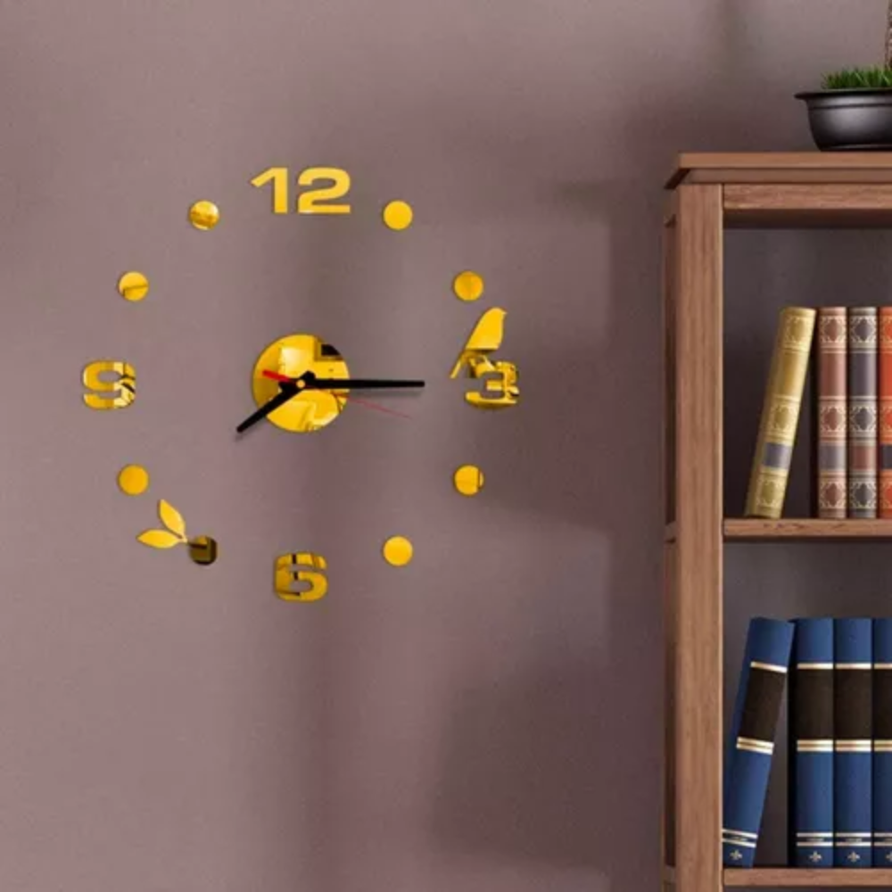 Reloj Pared Decorativo 3D Grande Moderno Números Espejo Silencioso