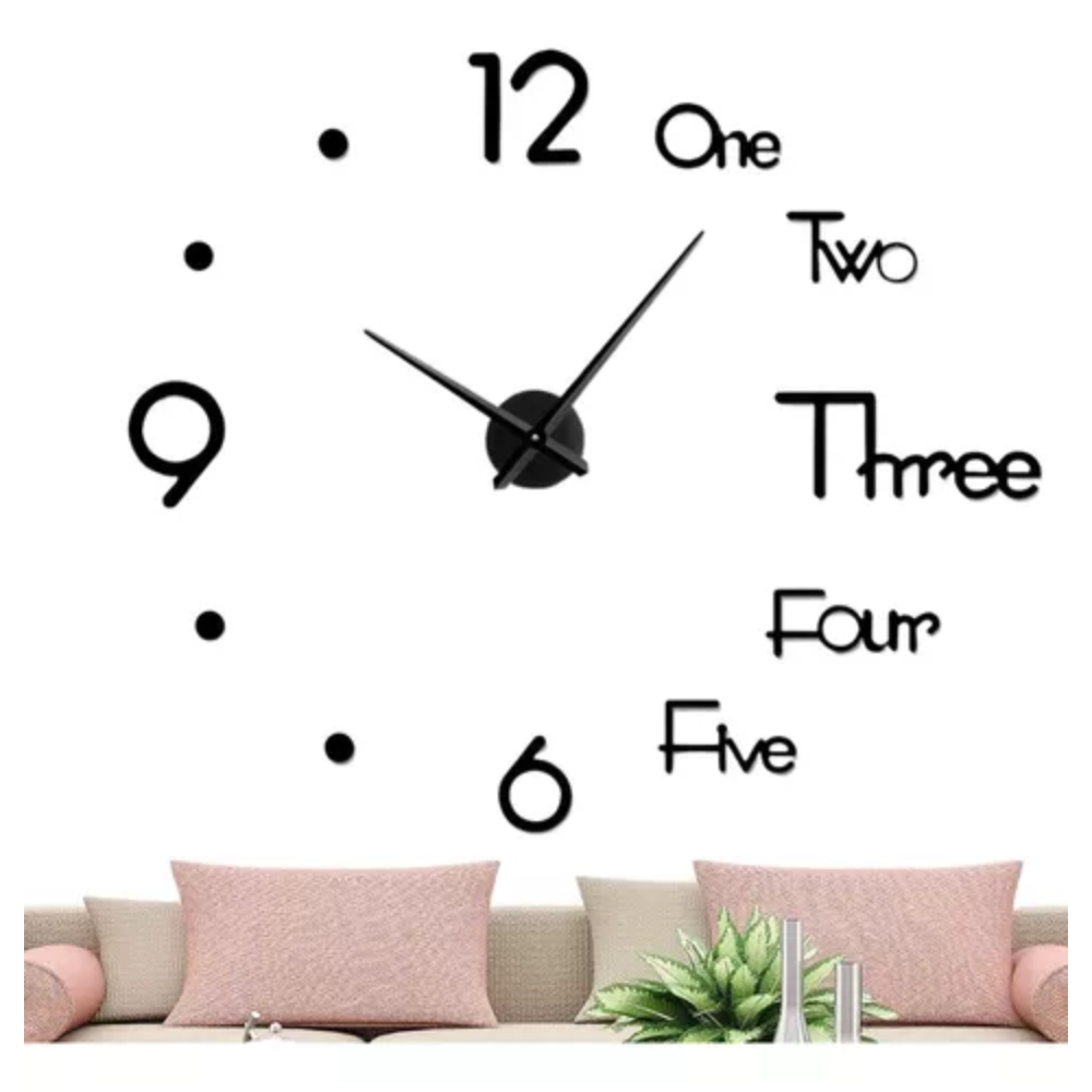 Reloj Pared Decorativo 3D Grande Moderno Números Espejo Silencioso
