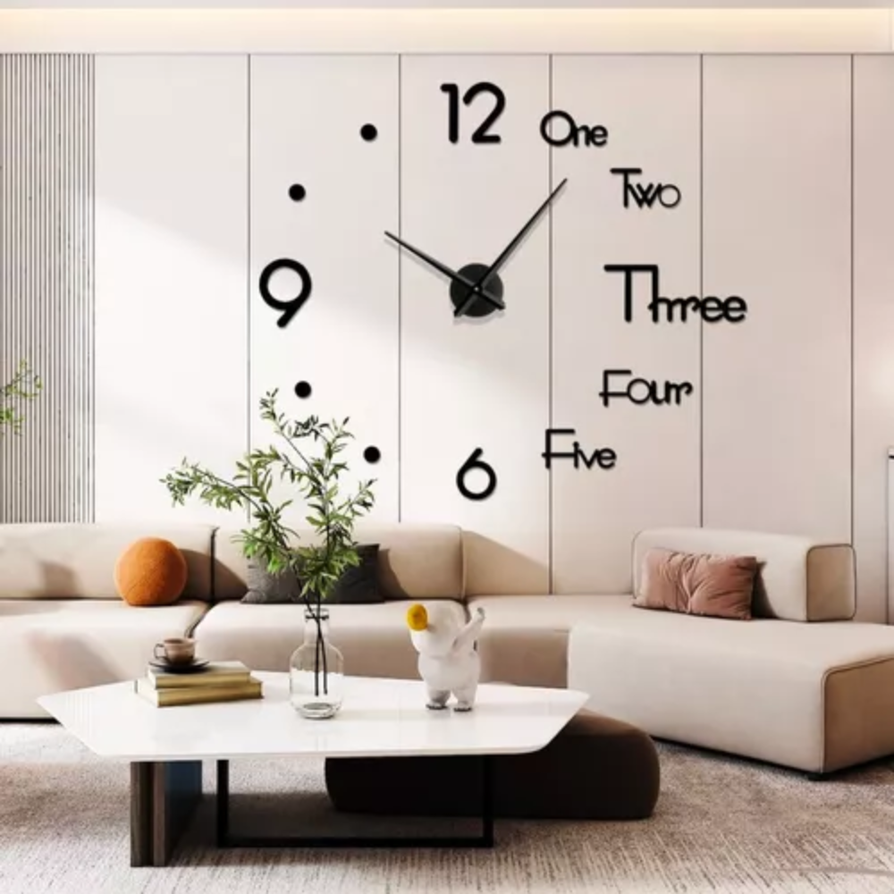 Reloj Pared Decorativo 3D Grande Moderno Números Espejo Silencioso