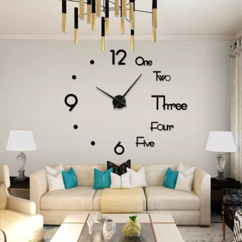 Reloj Pared Decorativo 3D Grande Moderno Números Espejo Silencioso