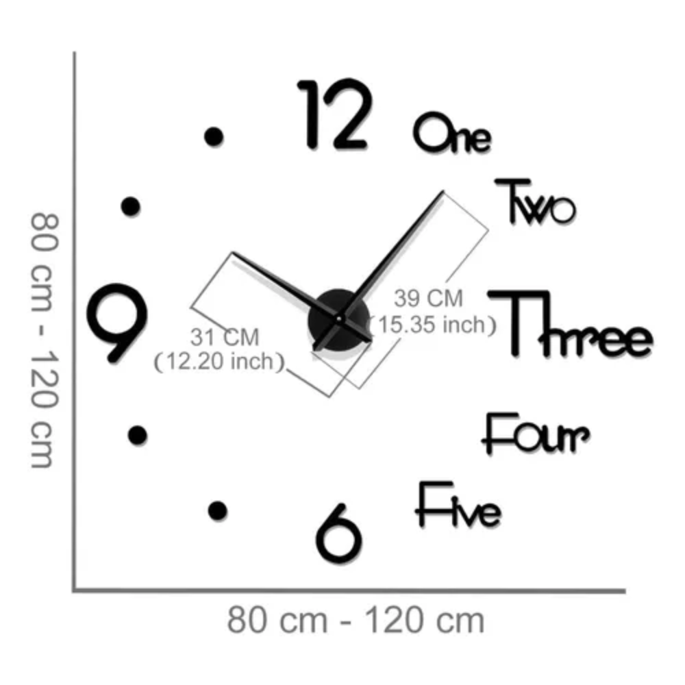Reloj Pared Decorativo 3D Grande Moderno Números Espejo Silencioso