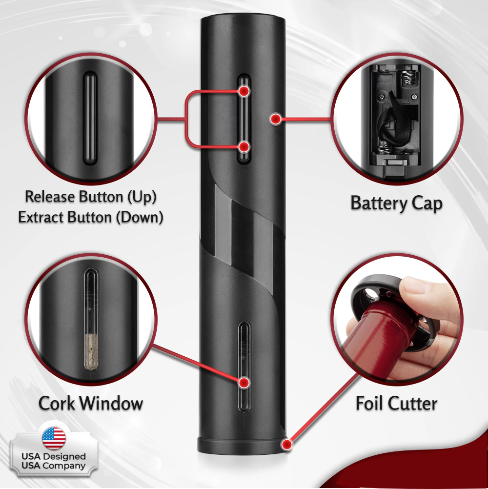 Sacacorchos Eléctrico Pilas AA Automático Vino Cortacápsulas LED