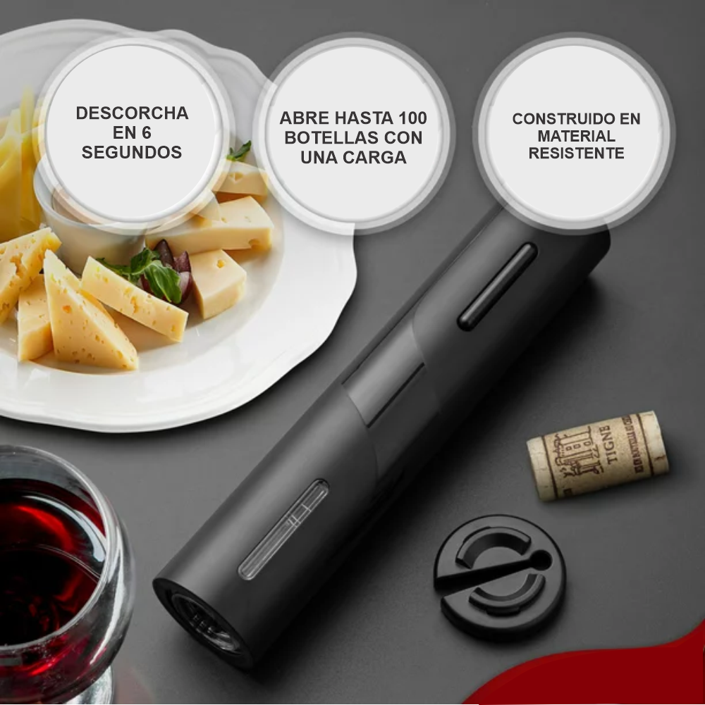 Sacacorchos Eléctrico Recargable USB Automático Vino Cortacápsulas